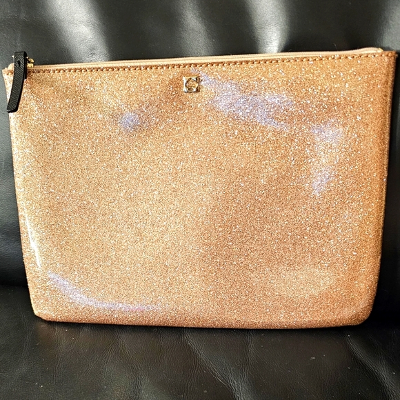 kate spade Handbags - Kate Spade Mavis Street Gia Large Rose Gold Sparkle Glitter Pouch Clutch NWOT